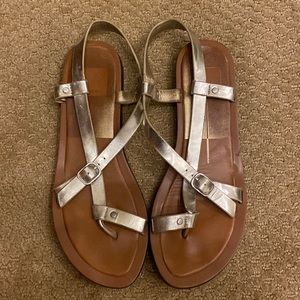 Dolce Vita Silver Metallic Crossover Sandals Size 7